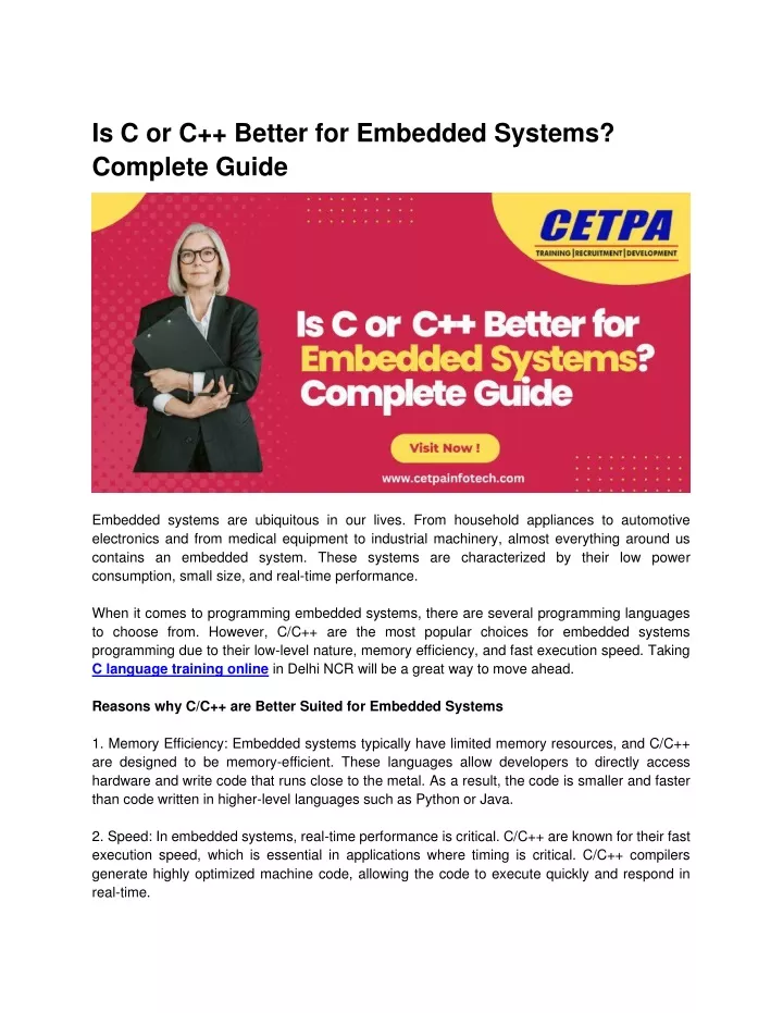 is c or c better for embedded systems complete