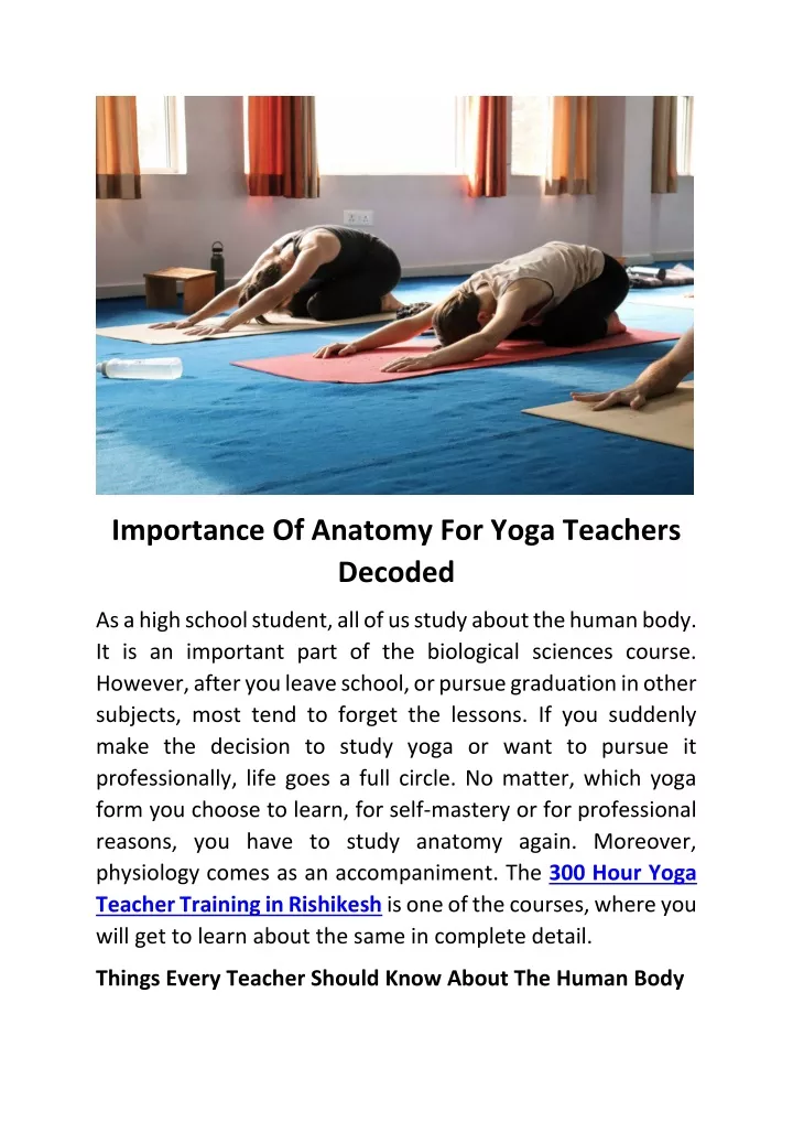 importance of anatomy for yoga teachers decoded