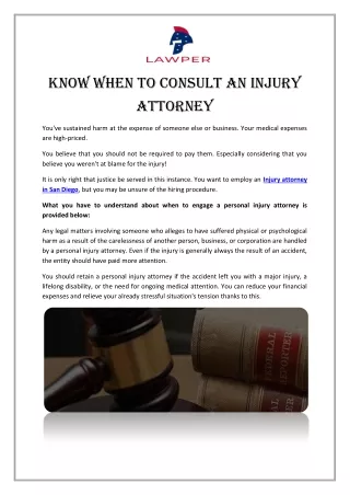 Know when to Consult an Injury Attorney