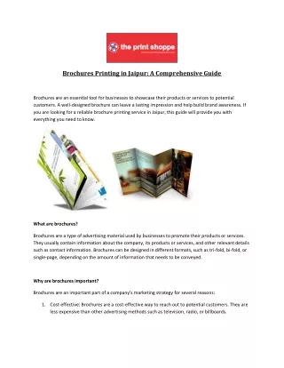 brochures printing in jaipur a comprehensive guide