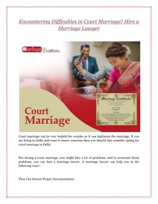 Encountering Difficulties in Court Marriage? Hire a Marriage Lawyer