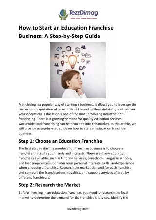 How to Start an Education Franchise Business A Step-by-Step Guide