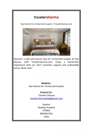 Oyo Rooms For Unmarried Couples  Travelersharma.com