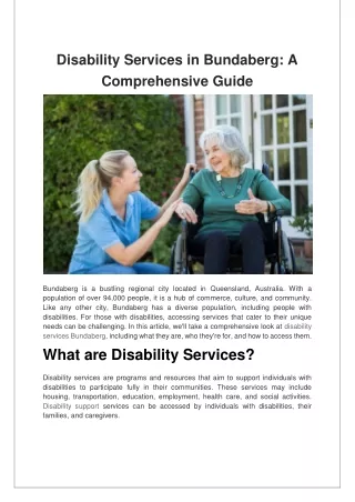 disability services in bundaberg a comprehensive