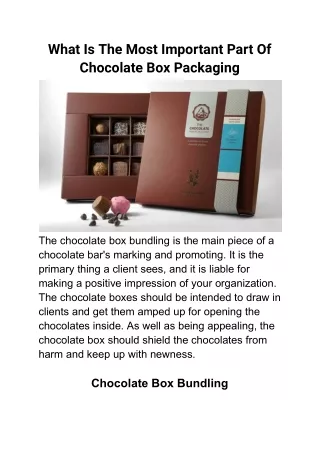 what is the most important part of chocolate