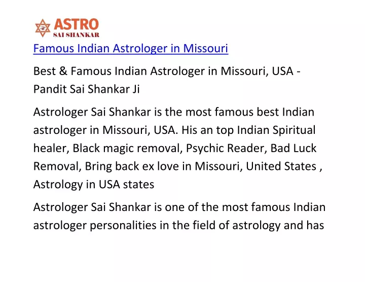 famous indian astrologer in missouri