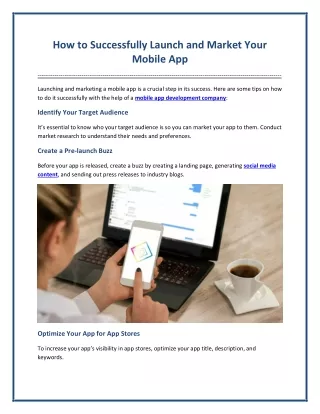Tips for Launching and Marketing Your Mobile App Successfully