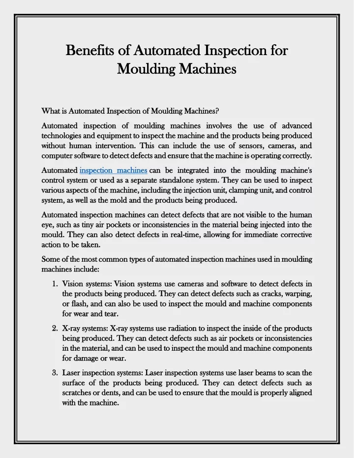 benefits of automated inspection for benefits