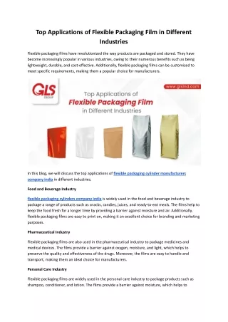 Top Applications of Flexible Packaging Film in Different Industries