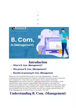 B.com in Management | best B.com College In Indore