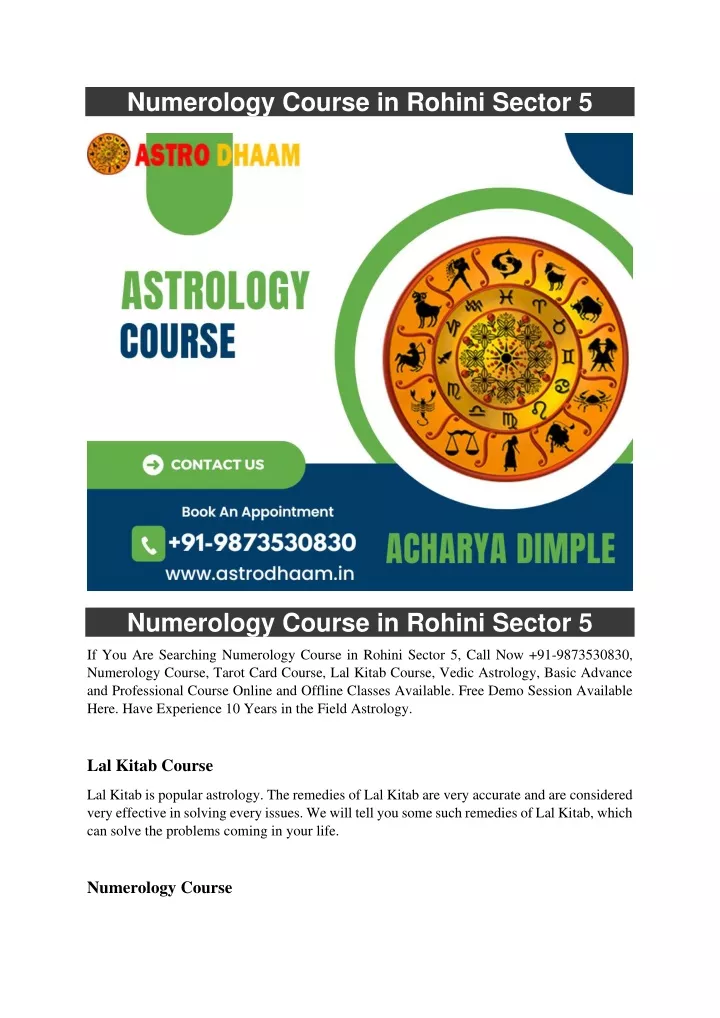 numerology course in rohini sector 5