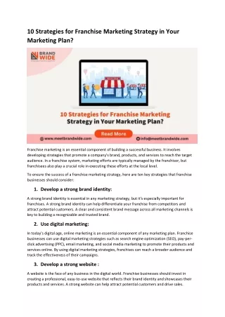 10 Strategies for Franchise Marketing Strategy in Your Marketing Plan