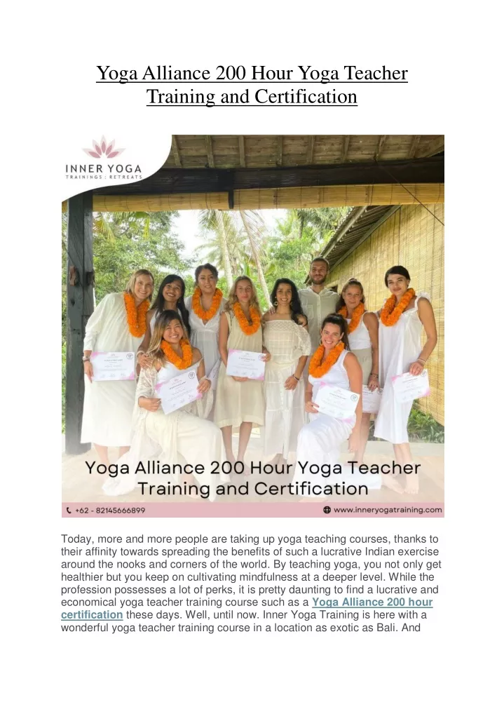 yoga alliance 200 hour yoga teacher training