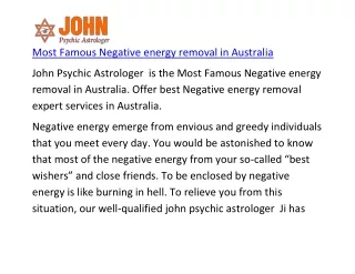 Most Famous Negative energy removal in Australia