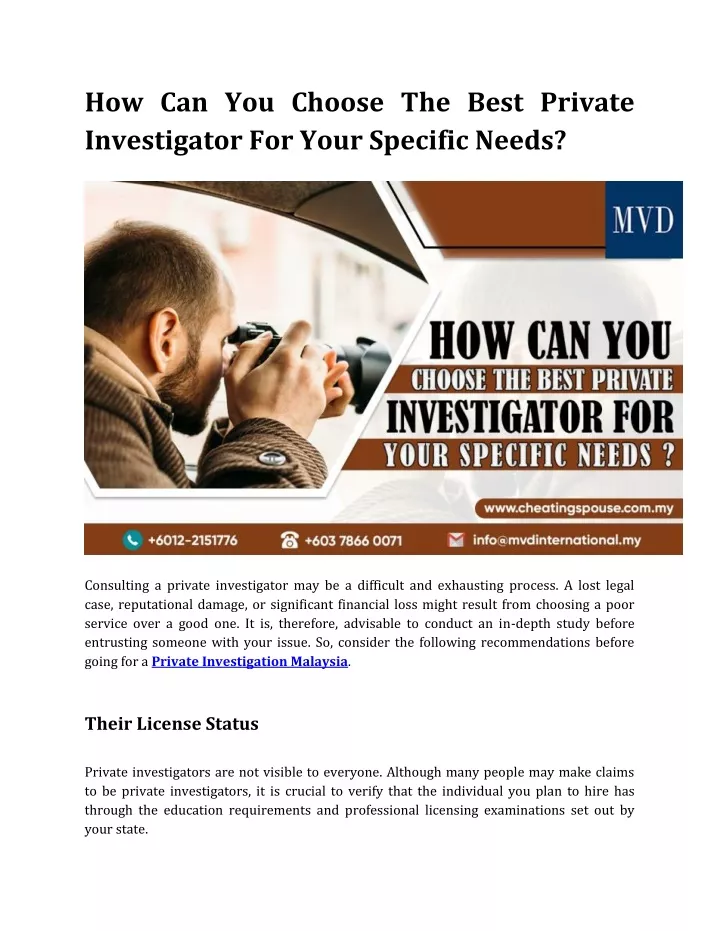 how can you choose the best private investigator