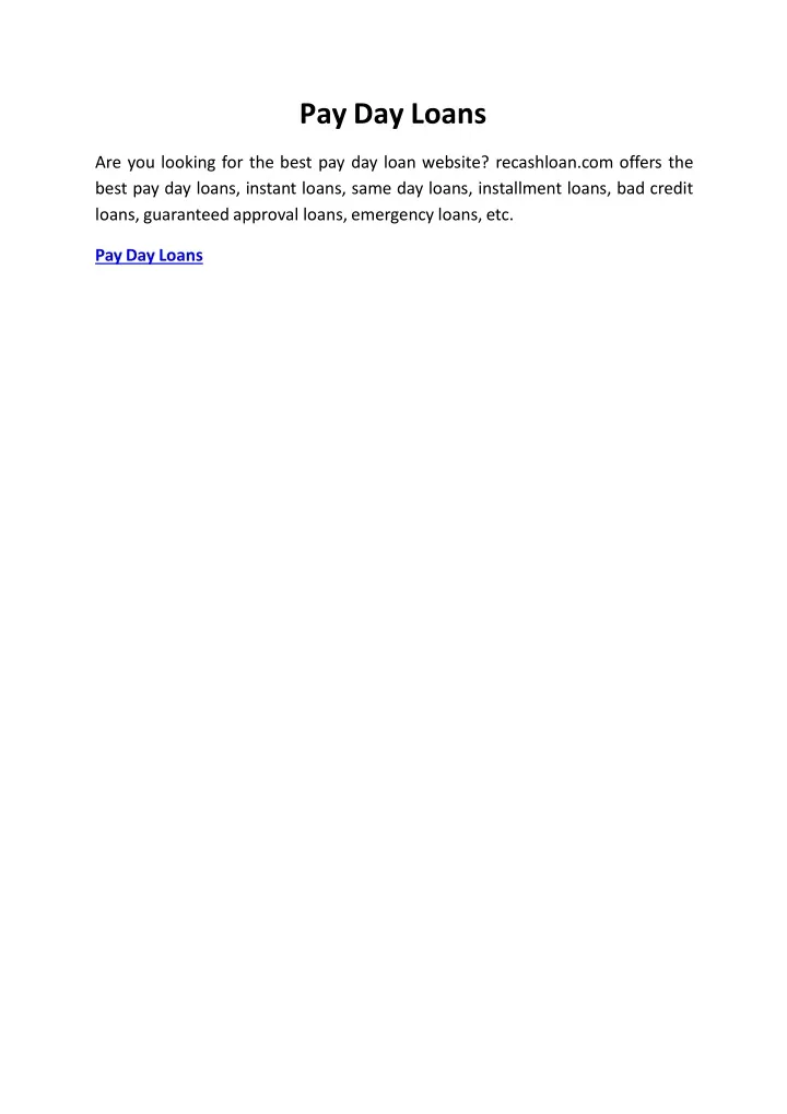 PPT Pay Day Loans PowerPoint Presentation, free download ID12113920