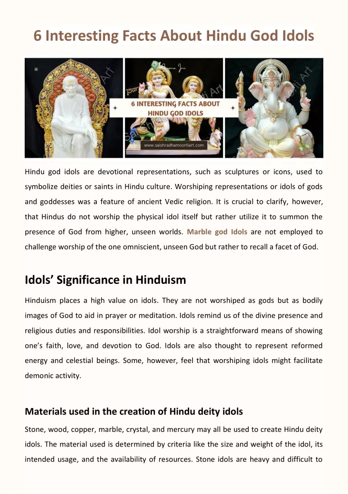 6 interesting facts about hindu god idols