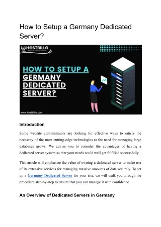 how to setup a germany dedicated server