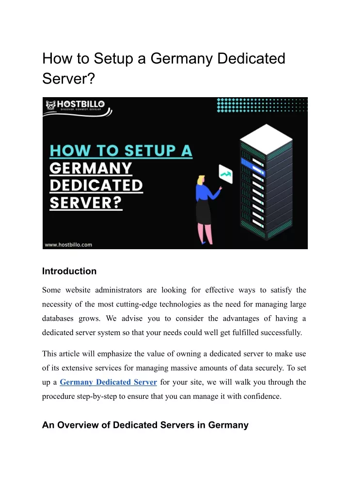 how to setup a germany dedicated server