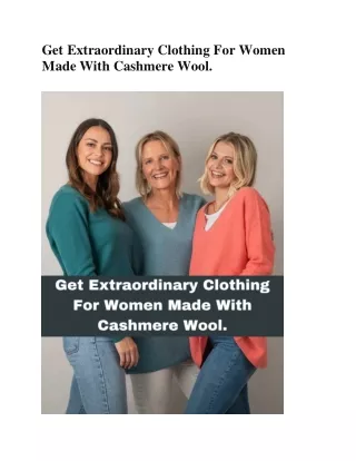 Get Extraordinary Clothing For Women Made With Cashmere Wool
