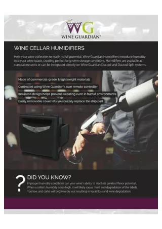 Wine Cellar Humidifiers - Wine Guardian