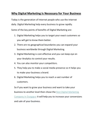 Why Digital Marketing Is Necessary for Your Business