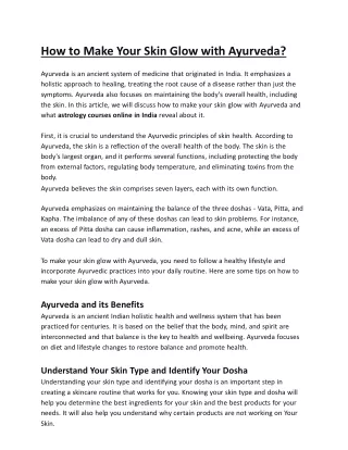 How to Make Your Skin Glow with Ayurveda