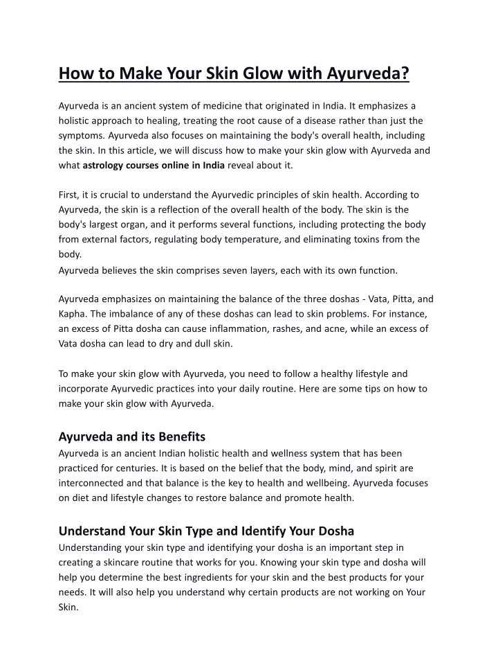 how to make your skin glow with ayurveda ayurveda