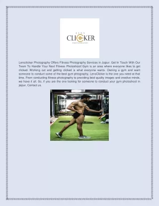 Lensclicker Photography Offers Fitness Photography Services in Jaipur
