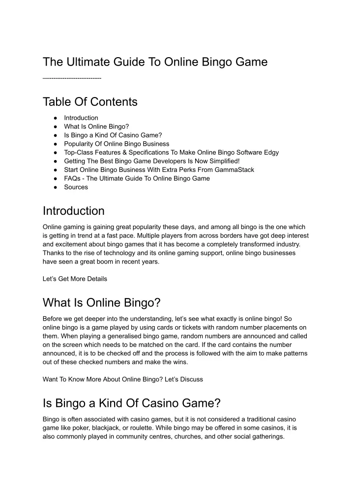 the ultimate guide to online bingo game