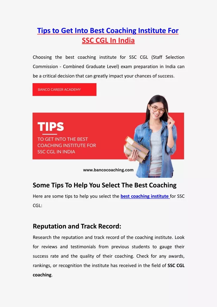 tips to get into best coaching institute