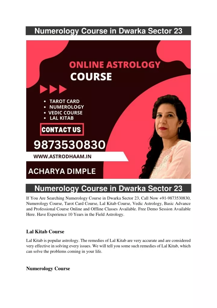 numerology course in dwarka sector 23