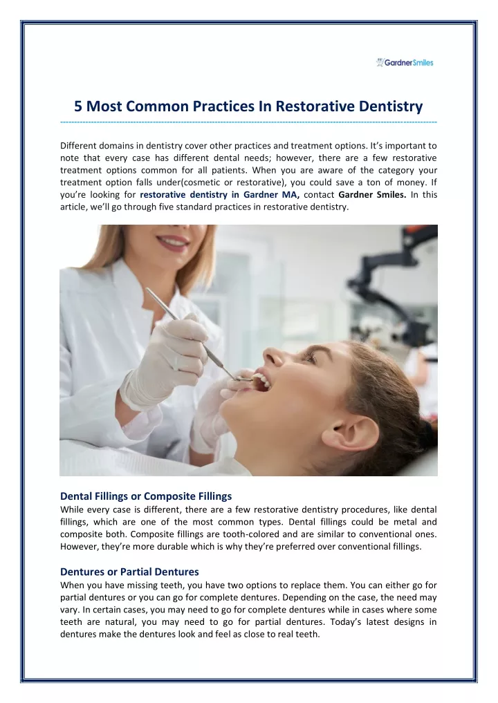 5 most common practices in restorative dentistry