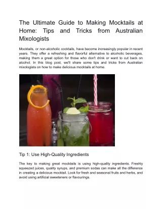 The Ultimate Guide to Making Mocktails at Home_ Tips and Tricks from Australian Mixologists