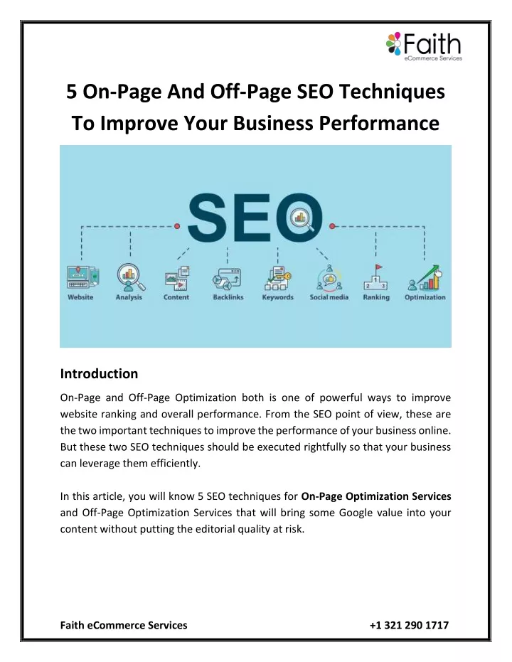 5 on page and off page seo techniques to improve