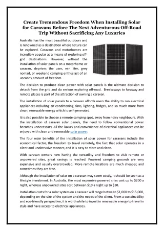 create tremendous freedom when installing solar