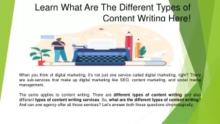 Learn What Are The Different Types of Content Writing