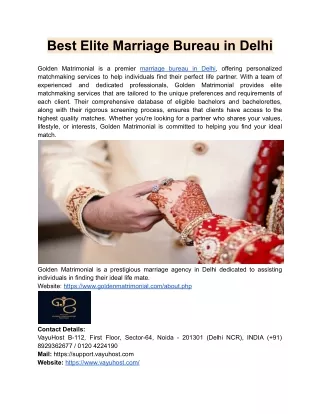 Best Elite Marriage Bureau in Delhi