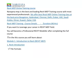 revit mep online training course narayana