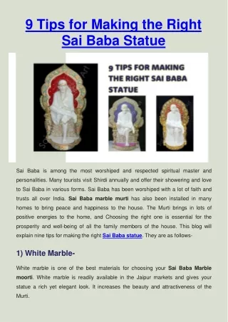 9 Tips for Making the Right Sai Baba Statue