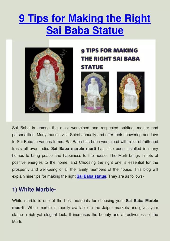9 tips for making the right sai baba statue