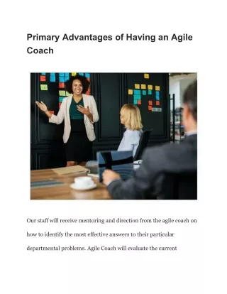 Primary Advantages of Having an Agile Coach