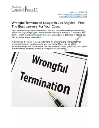 Wrongful Termination Lawyer in Los Angeles - Find The Best Lawyers For Your Case