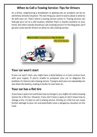 When to Call a Towing Service Tips for Drivers