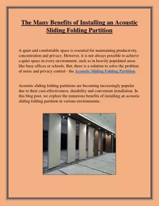 the many benefits of installing an acoustic