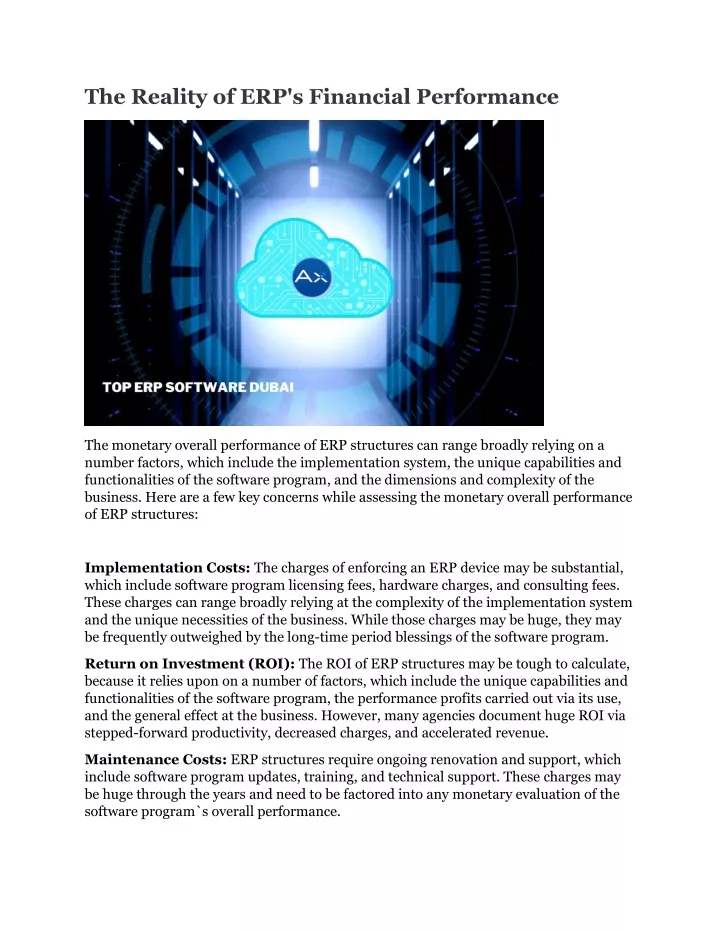 the reality of erp s financial performance