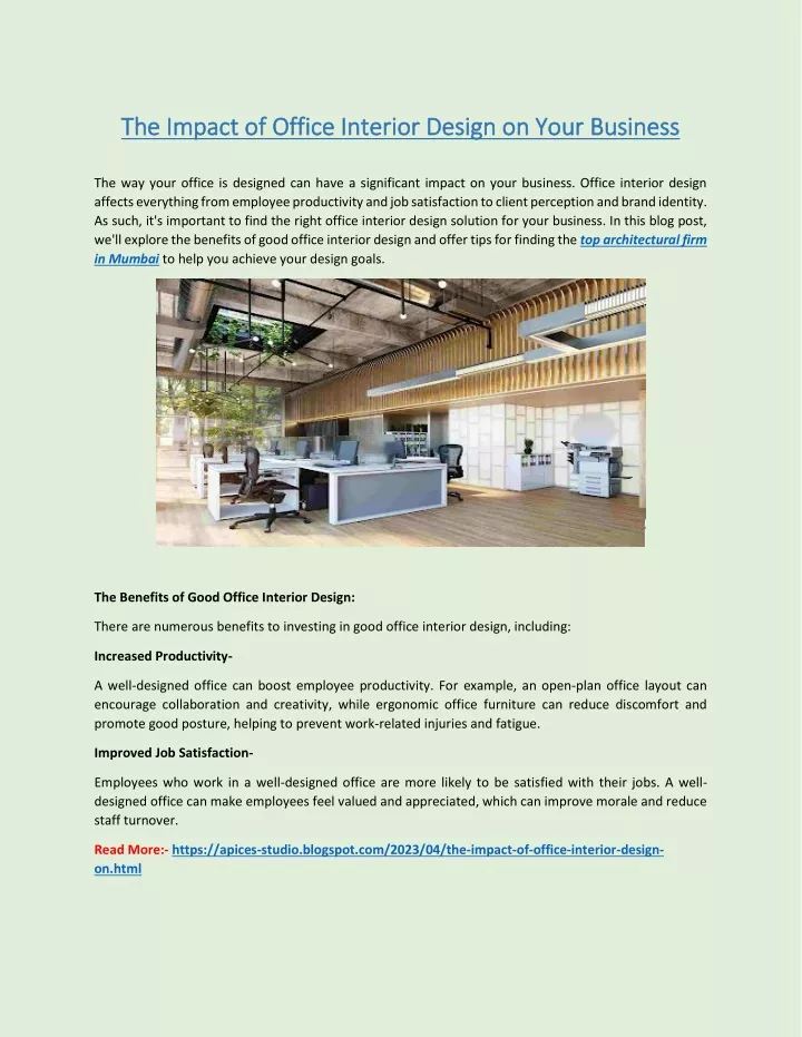 the impact of office interior design on your