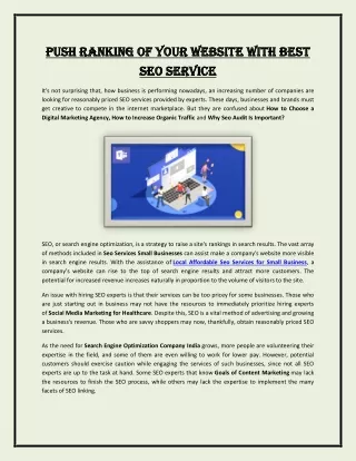 Push Ranking of Your Website with Best SEO Service