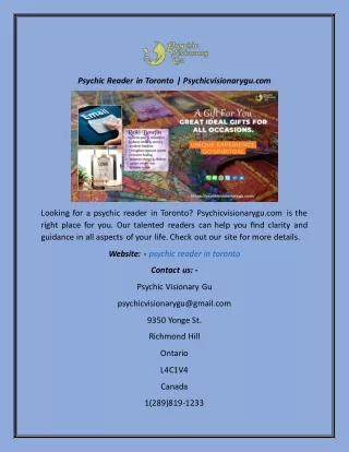 psychic reader in toronto psychicvisionarygu com