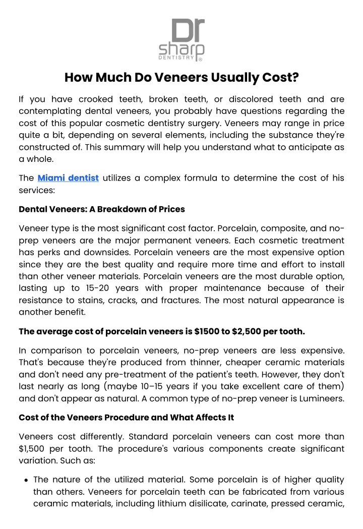 how much do veneers usually cost